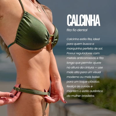 Biquíni Maré Trilobal Gloss Com Calcinha Fita Verde