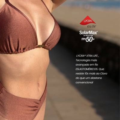 Biquíni Cortininha Trilobal Gloss Com Cintura Alta Marrom