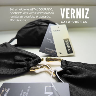 Biquíni Maré Trilobal Gloss Com Cintura Alta Preto