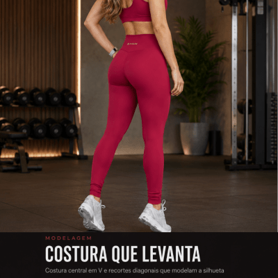 Calça Legging Fitness Montaria Cintura Alta Vernelho