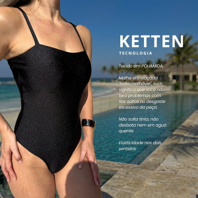 Maiô Decote Reto Alcinha Trilobal Preto
